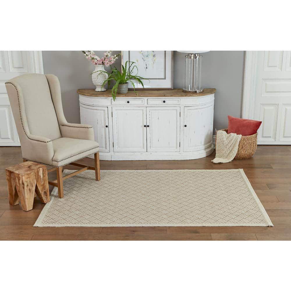 5'x7'6" Geometric Loomed Area Rug Tan - Momeni: Contemporary Indoor/Outdoor Low Pile, Machine Made, Polypropylene