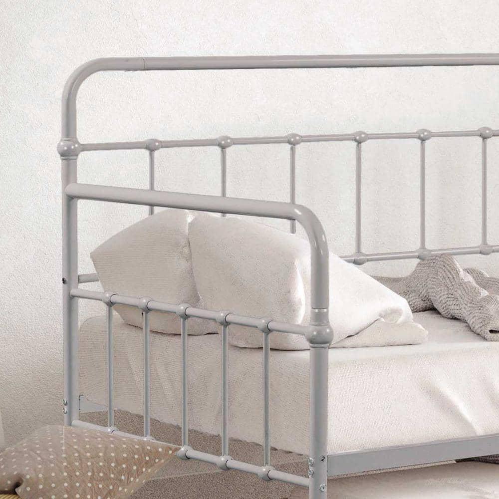 Furniture of America Choste Metal 2-Piece Twin Daybed with Trundle Set up to 200 lbs, Silver