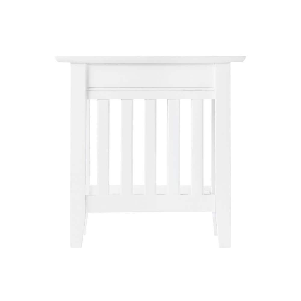 Mission Chair Side Table with Charger Station in White