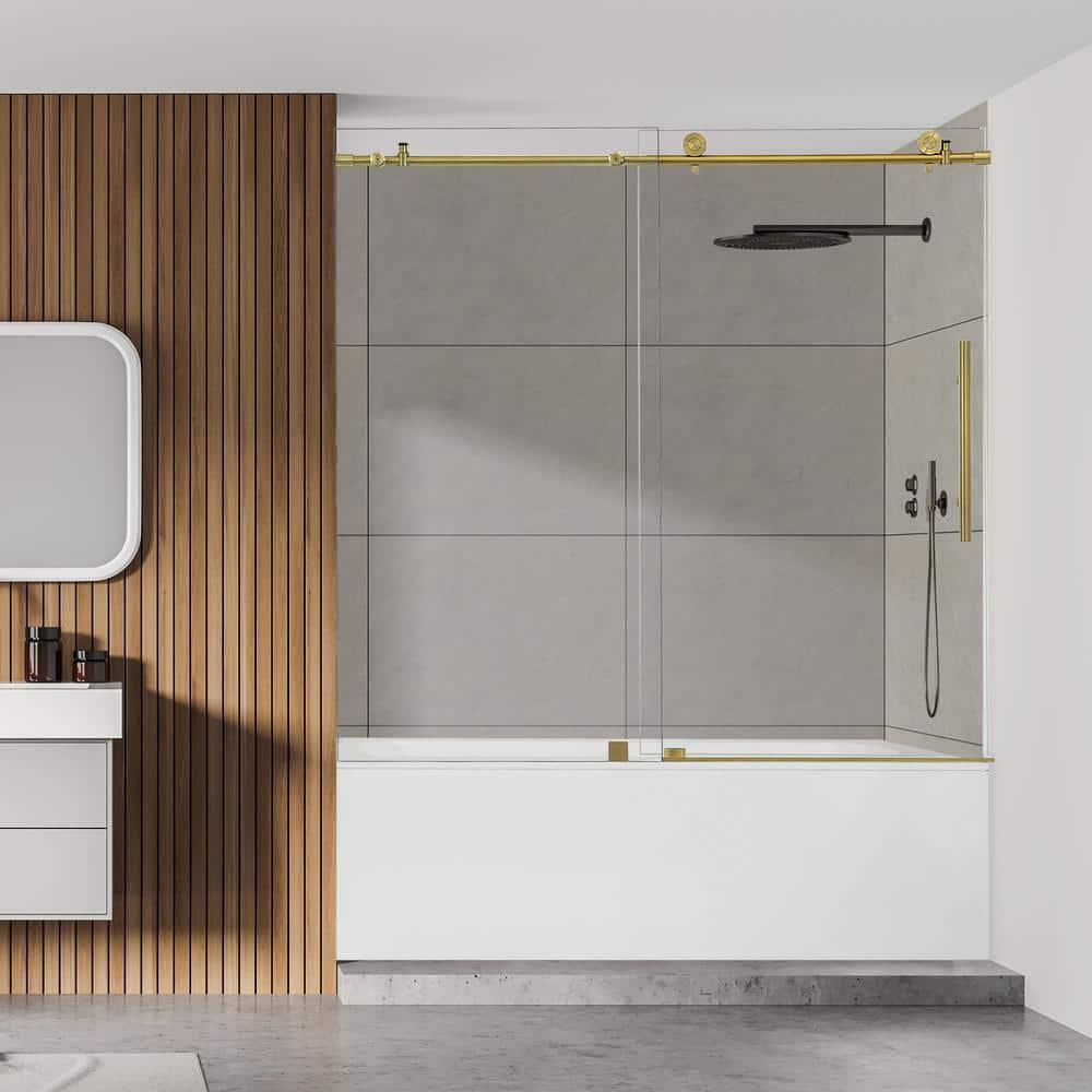 56" - 60" W x 58" H Single Sliding Frameless Tub Door