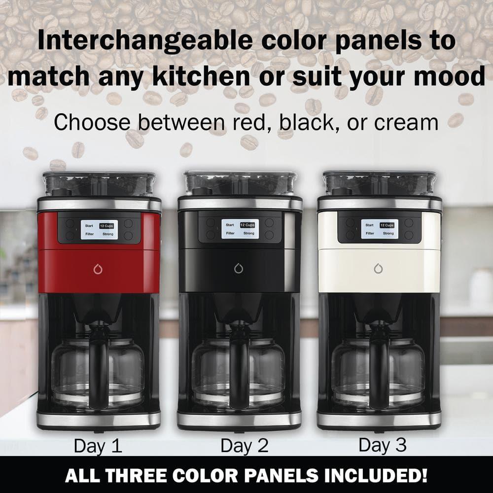 Smarter iCoffee Brew Smart Coffee Maker and Grinder with App, 3 Panels (Cream, Black, Red, New)