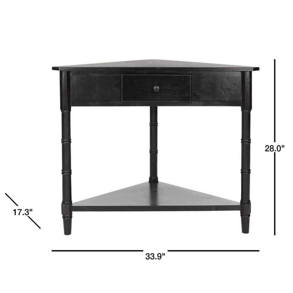 Gomez Corner Console Table - Distressed Black - Safavieh