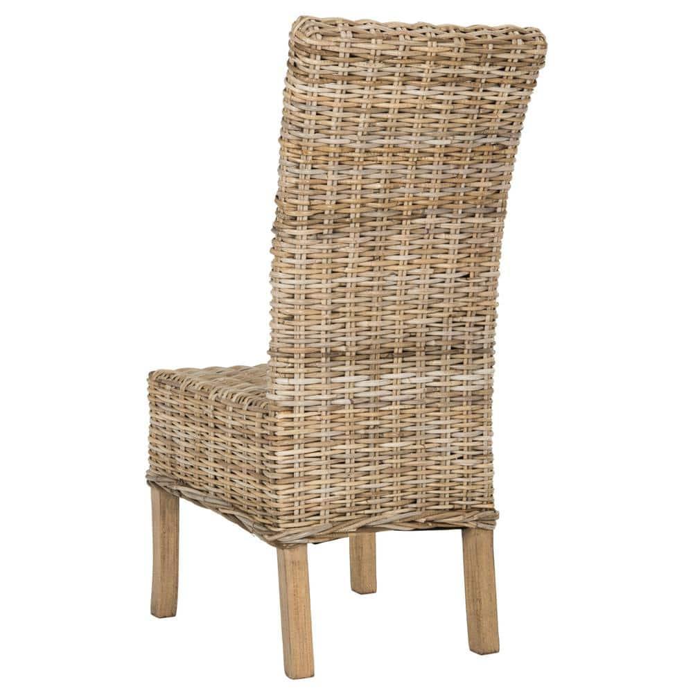 Quaker 19" H Rattan Side Chair (Set of 2) - FOX6521 - Natural Unfinished/Rustic Grey - Safavieh Couture