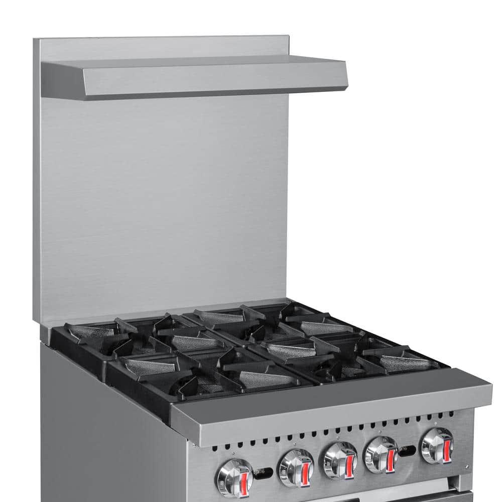 KoolMore 24 in. 4 Burner Commercial Natural Gas Range with Oven in Stainless-Steel (KM-CR24-NG)