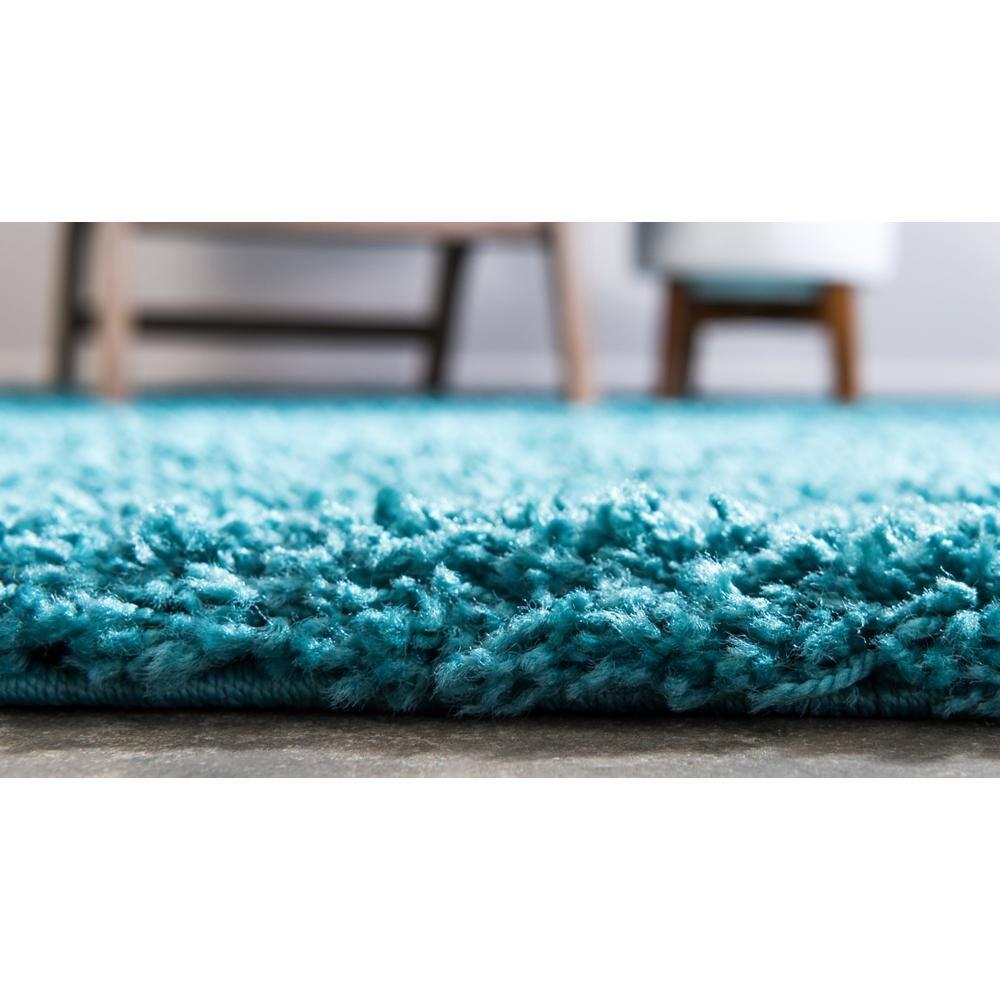 Unique Loom 2' 2 x 6' 7 Solid Shag Deep Aqua Blue Area Rug