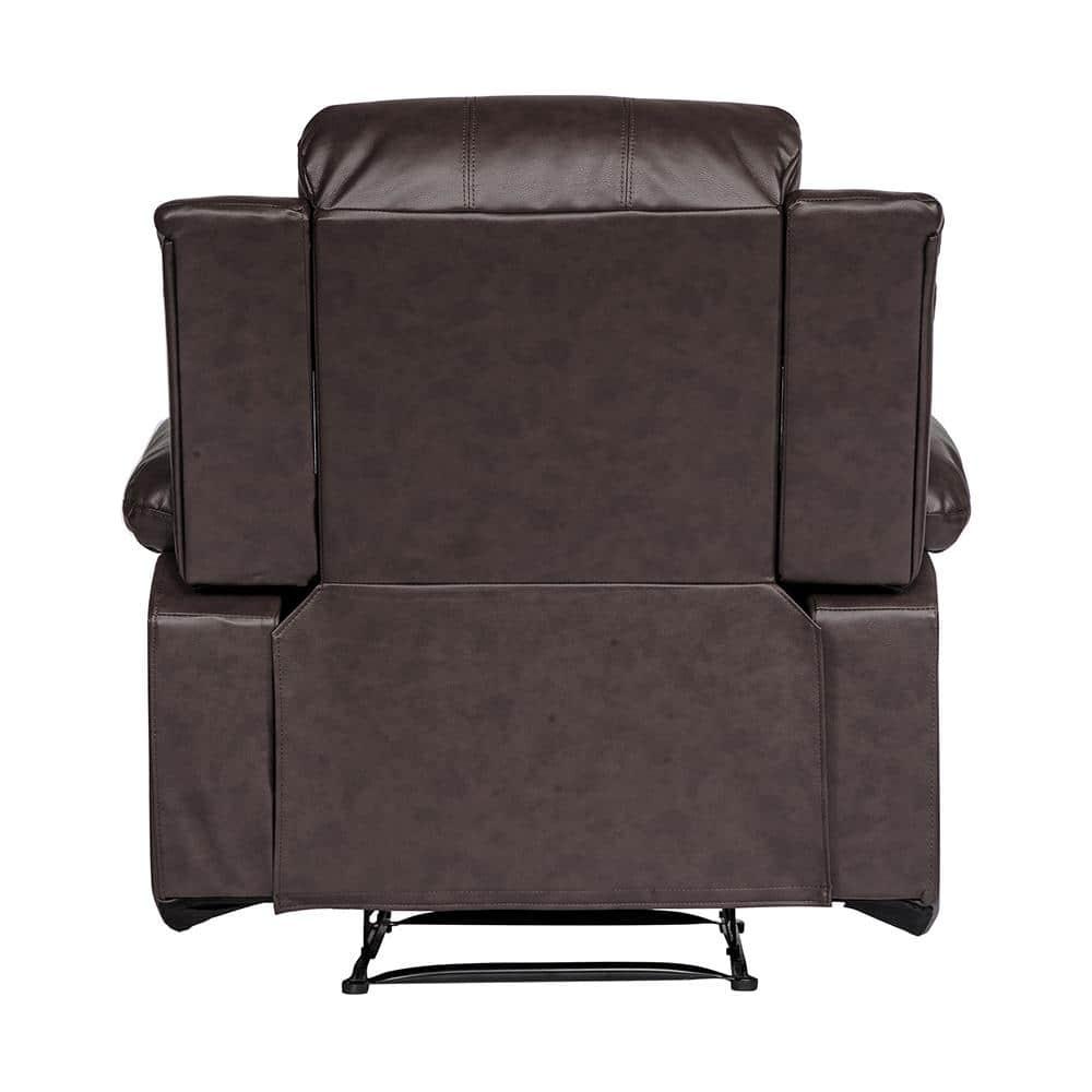 Lexicon Cranley Traditional Faux Leather Reclining Chair in Brown