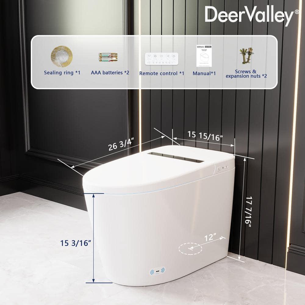 Deervalley Smart Bidet Toilet With LED Display,Auto Open & Close, Heated Seat, Warm Water, Remote Control, Premium