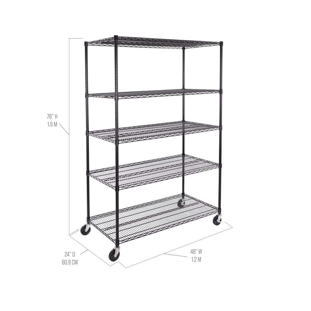 UltraDurable 24" D 5-Tier NSF-Certified Steel Shelving with Wheels
