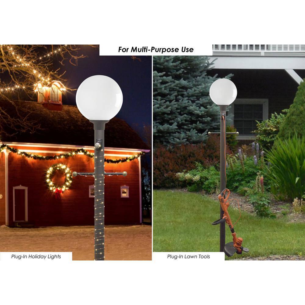 Solus Outdoor Hardwired Direct Burial Lamp Post with Decorative Cross Arm and Convenience Outlet & Reviews | Wayfair