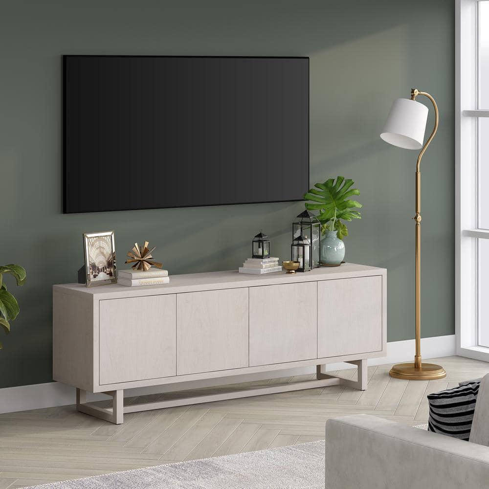 Evelyn&Zoe Cutler Rectangular TV Stand for TV's up to 75", Alder White