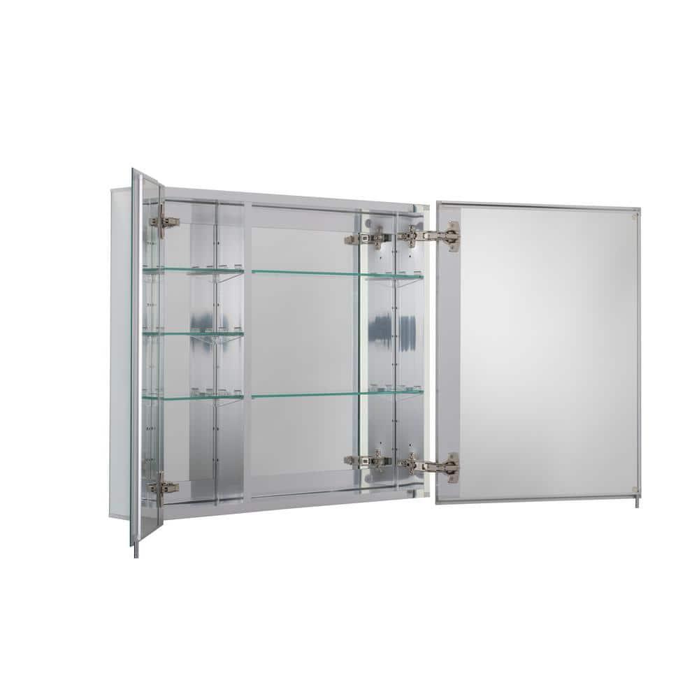 Croydex Halton Double Door Aluminium Bathroom Medicine Cabinet in Chrome (30x26in)