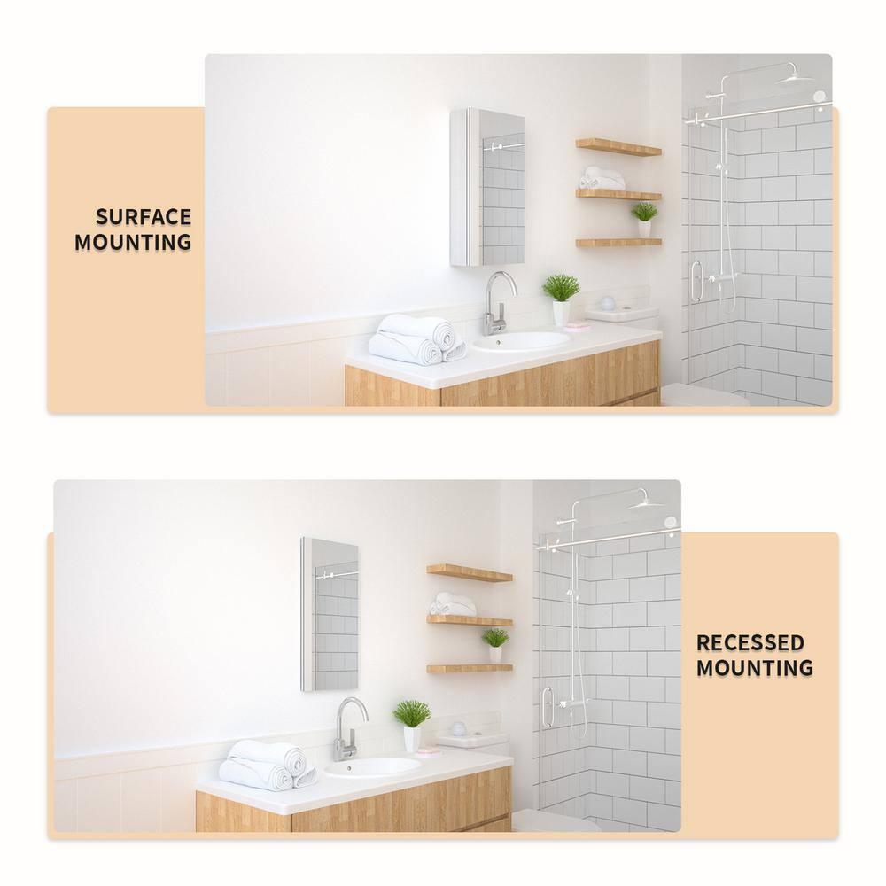 W 24'' H Frameless Medicine Cabinet Mirror 2 Adjustable