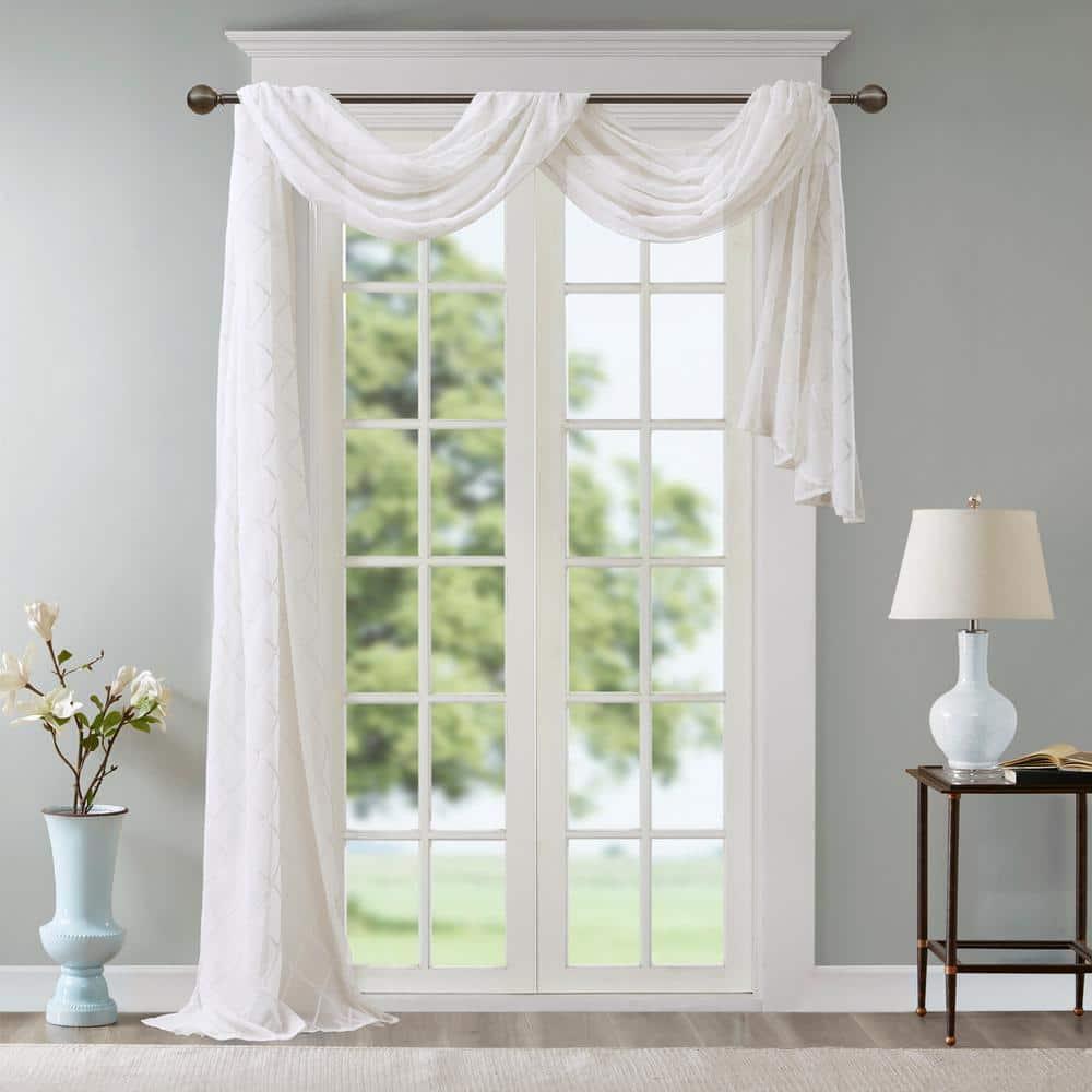 Madison Park Irina Solid Sheer Embroidered Window Scarf