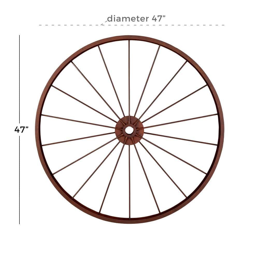 Decmode Large Red Metal Wheel Wall Decor, 43"