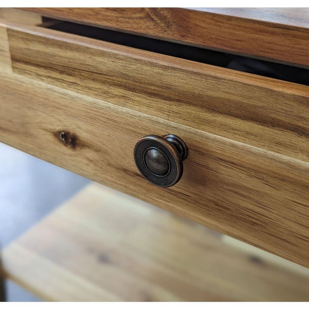 Solid Acacia Coffee Table with Drawer & Bottom Shelf Natural