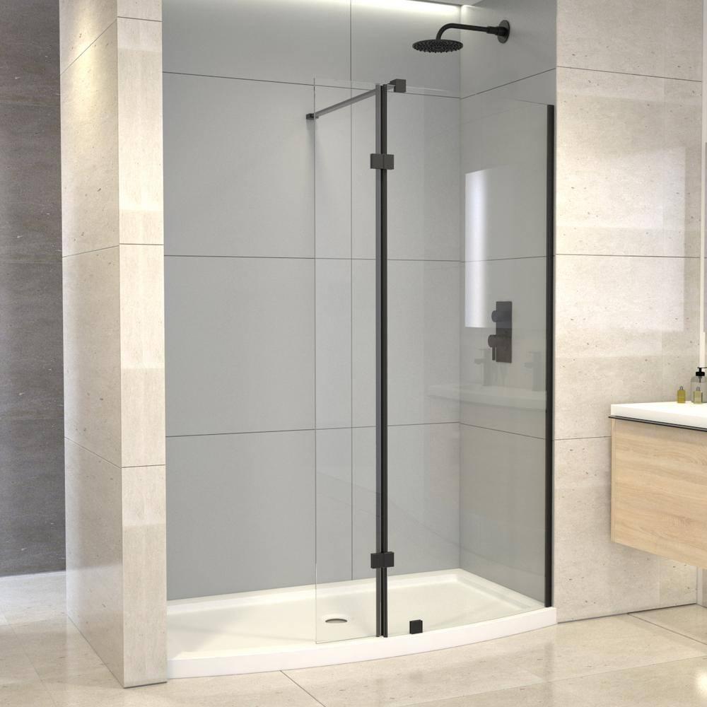 A&E Bath and Shower 60'' W 77.5'' H Framed Shower Enclosure Halim-60-BLK