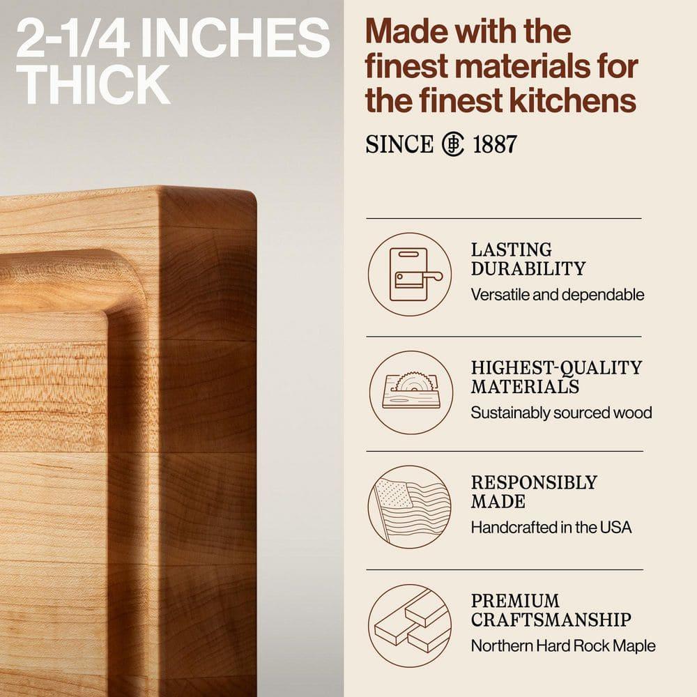 John Boos Boos Block Newton Prep Master Reversible Wood Cutting Board with Juice Groove and Pan, 2.25-Inch Thickness, 24" x 18" x 2 1/4", Maple