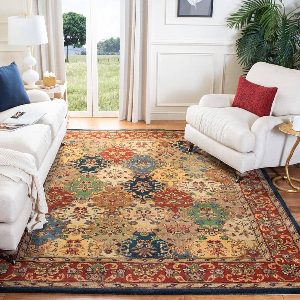 SAFAVIEH Heritage Malcolm Traditional Wool Area Rug, Multi/Burgundy, 10' x 10' Square