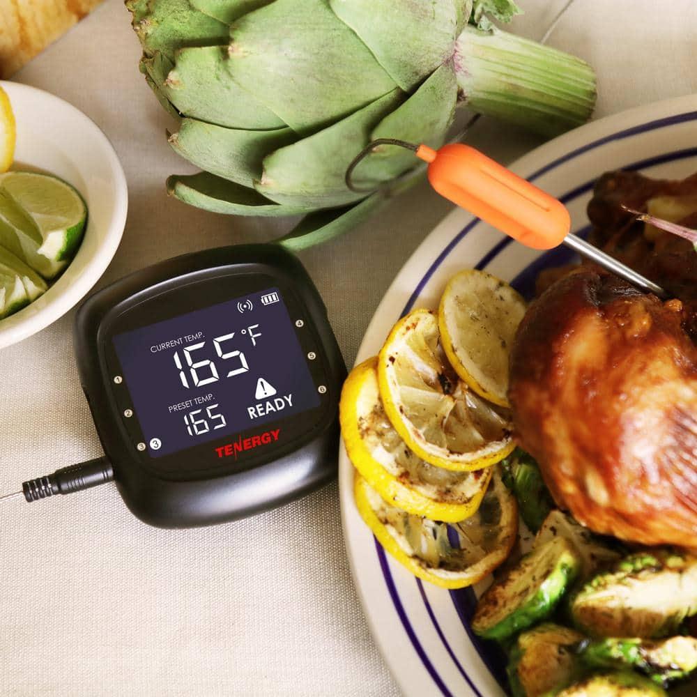 Tenergy Solis Digital Meat Thermometer, APP Controlled Wireless Bluetooth Smart BBQ Thermometer w/ 6 Stainless Steel Probes, Large LCD Display, Carrying Case, Cooking Thermometer for Grill & Smoker
