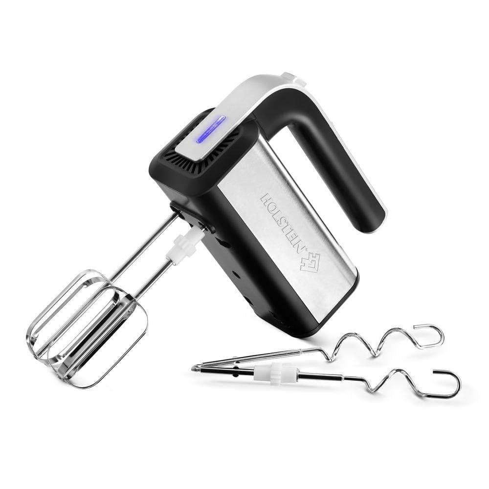 Holstein Housewares 2.9 QT 5-Speed Hand and Stand Mixer with LED Light, Black/Stainless Steel