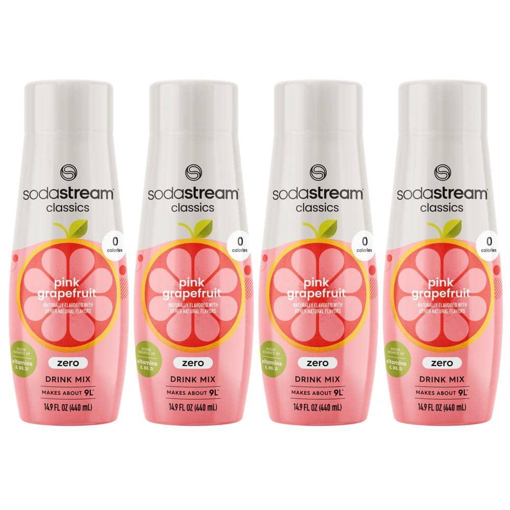 SodaStream Pink Grapefruit Zero Drink Mix 14.9 fl oz/4pk: Soda Streamer Flavor Syrup, Liquid Concentrate, Still, 440g