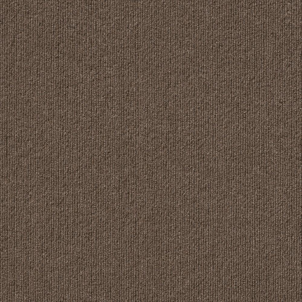 18" 16pk Rib Carpet Tiles Espresso - Foss Floors: Indoor/Outdoor, Pet-Friendly, Woven Polyester