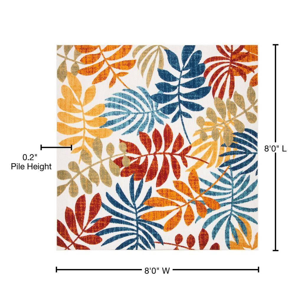 Cabana CBN814 Power Loomed Indoor and Outdoor Area Rug - Creme/Red - 8'x8' - Safavieh.
