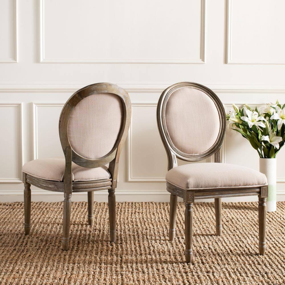 Holloway 19''H French Brasserie Oval Side Chair (Set of 2) - Beige/Rustic Oak - Safavieh