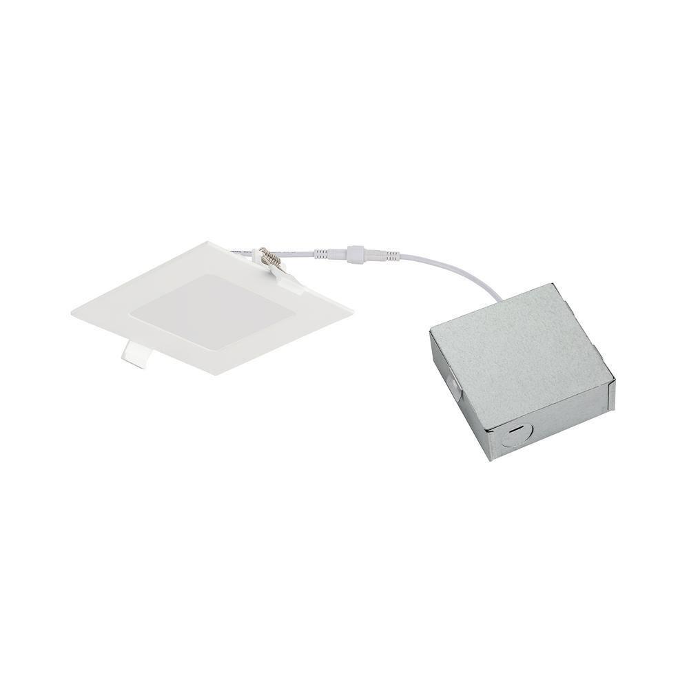 4 in Square 550 Lumens Selectable CCT Integrated LED Canless Slim Panel Light, EV457SWK50WH