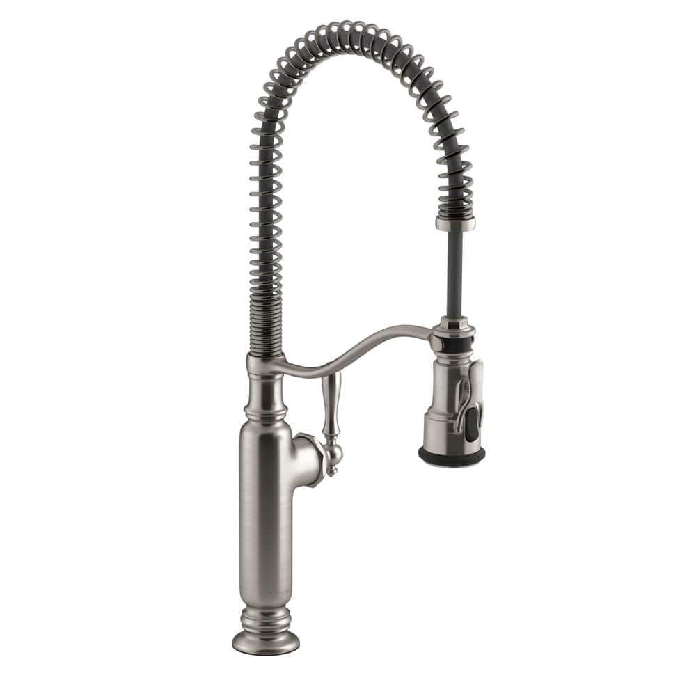 Kohler Tournant® Single Handle Semi-Professional Pre-Rinse Kitchen Faucet with Three-Function Pull Down Sprayer