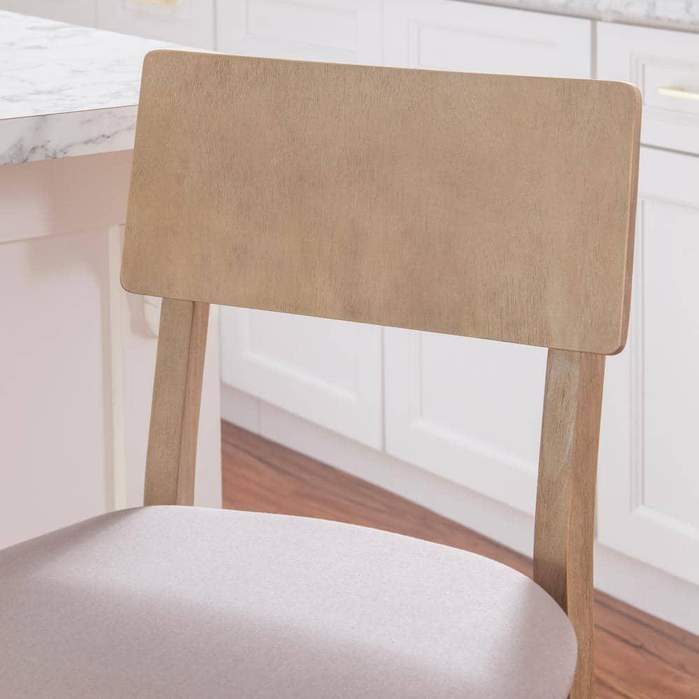 24" Jordan Padded Seat Upholstery Counter Height Barstool Light Gray - Linon: Scandinavian Style, Wood Legs, Polyester