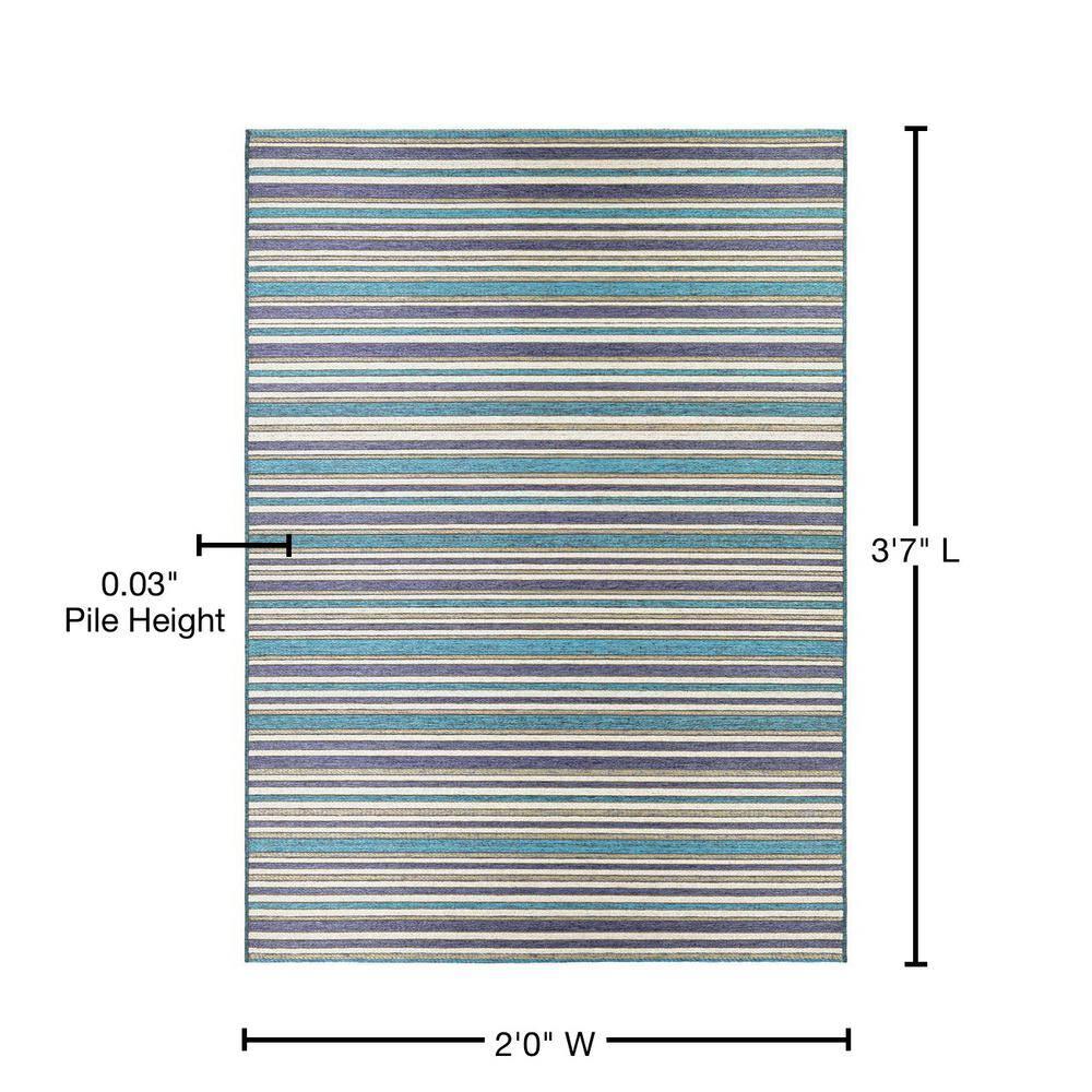 Couristan Cape Brockton Indoor / Outdoor Area Rug, Cobalt-Teal, 2' x 3'7"