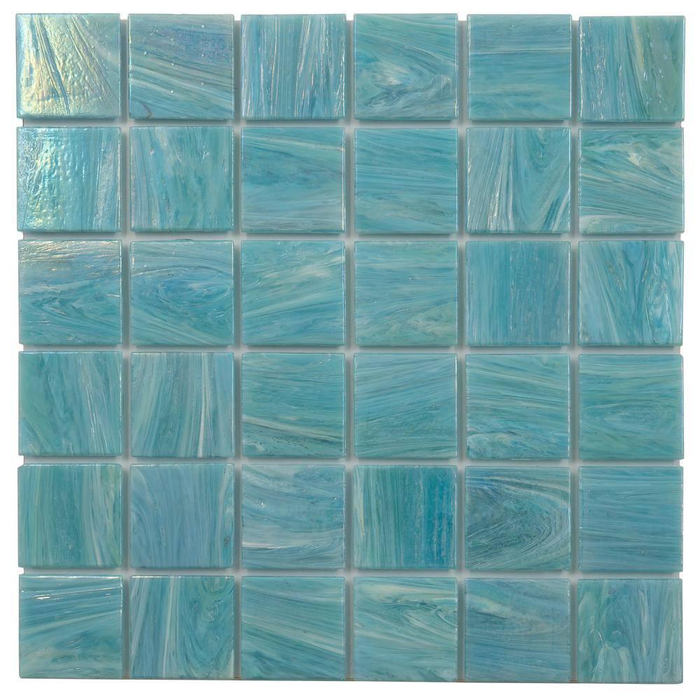 Apollo Tile Celestial 12 in. x 12 in. Glossy Yale Blue Glass Mosaic Wall and Floor Tile (10 sq. ft./case) (10-pack)