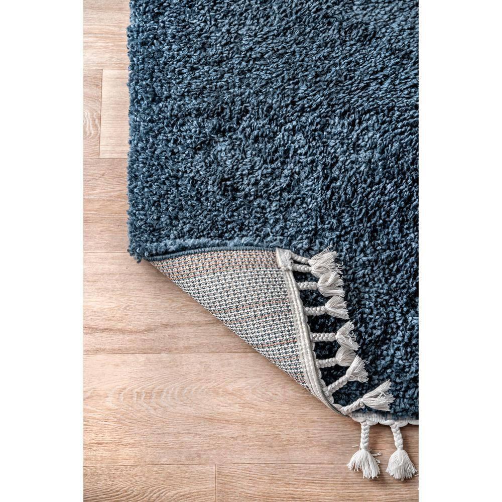 Nuloom Neva Solid 2x3 Accent Shag Indoor Area Rug for Living Room Bedroom Dining Room Nursery Entryway, Navy/Ivory