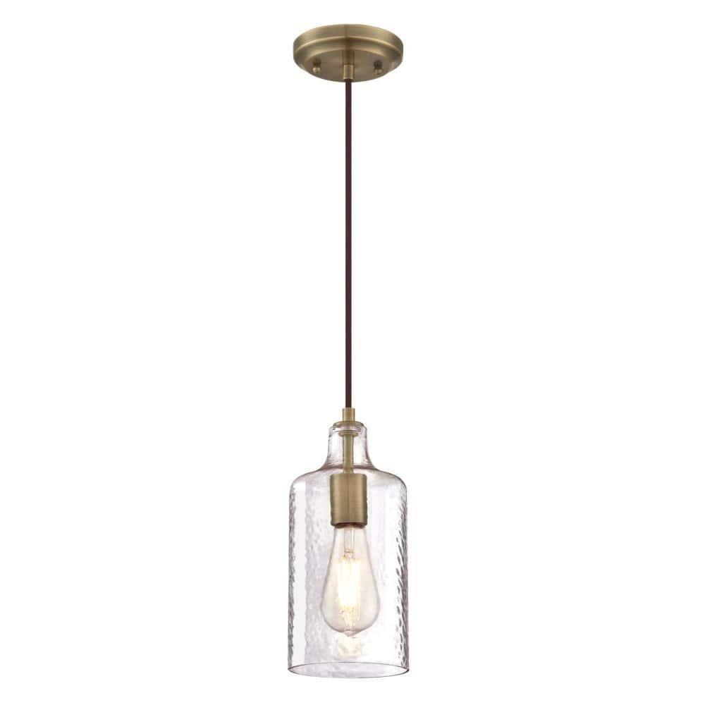 Westinghouse Carmen Mini Pendant Antique Brass Finish Clear Textured Glass