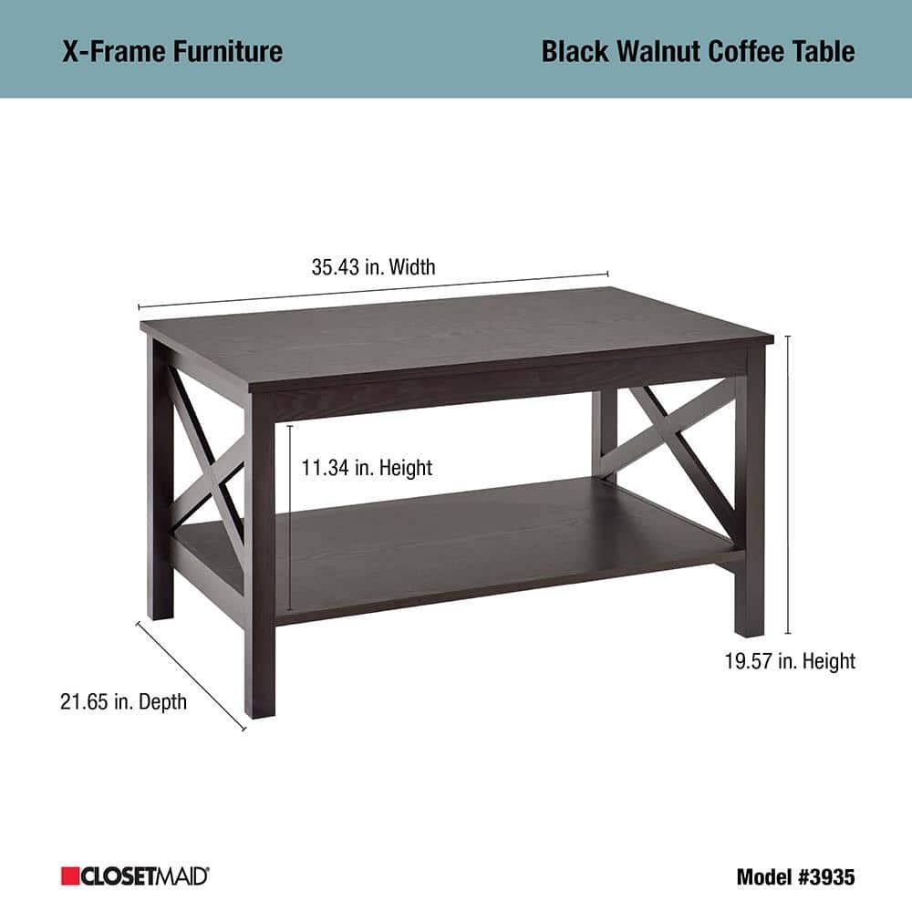 ClosetMaid X-Frame Furniture Two-Tier Coffee Table with Shelf