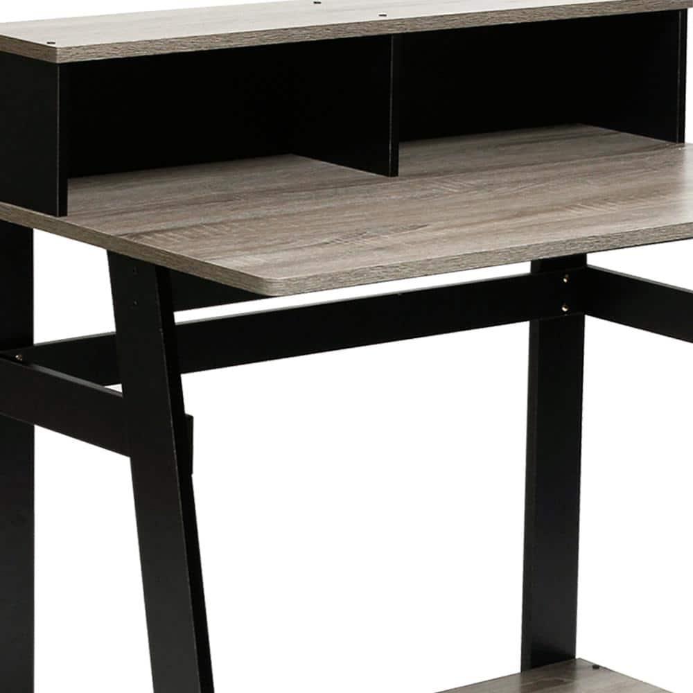Furinno 31.6" Small Industrial Computer Desk Home Office Study Writing Desk with Open Shelf,Black/French Oak