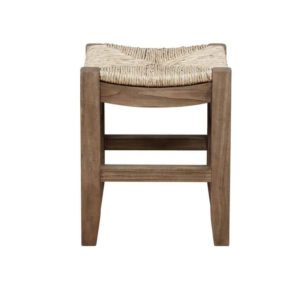 Alaterre Furniture Newport 18"H Wood Stool with Rush Seat