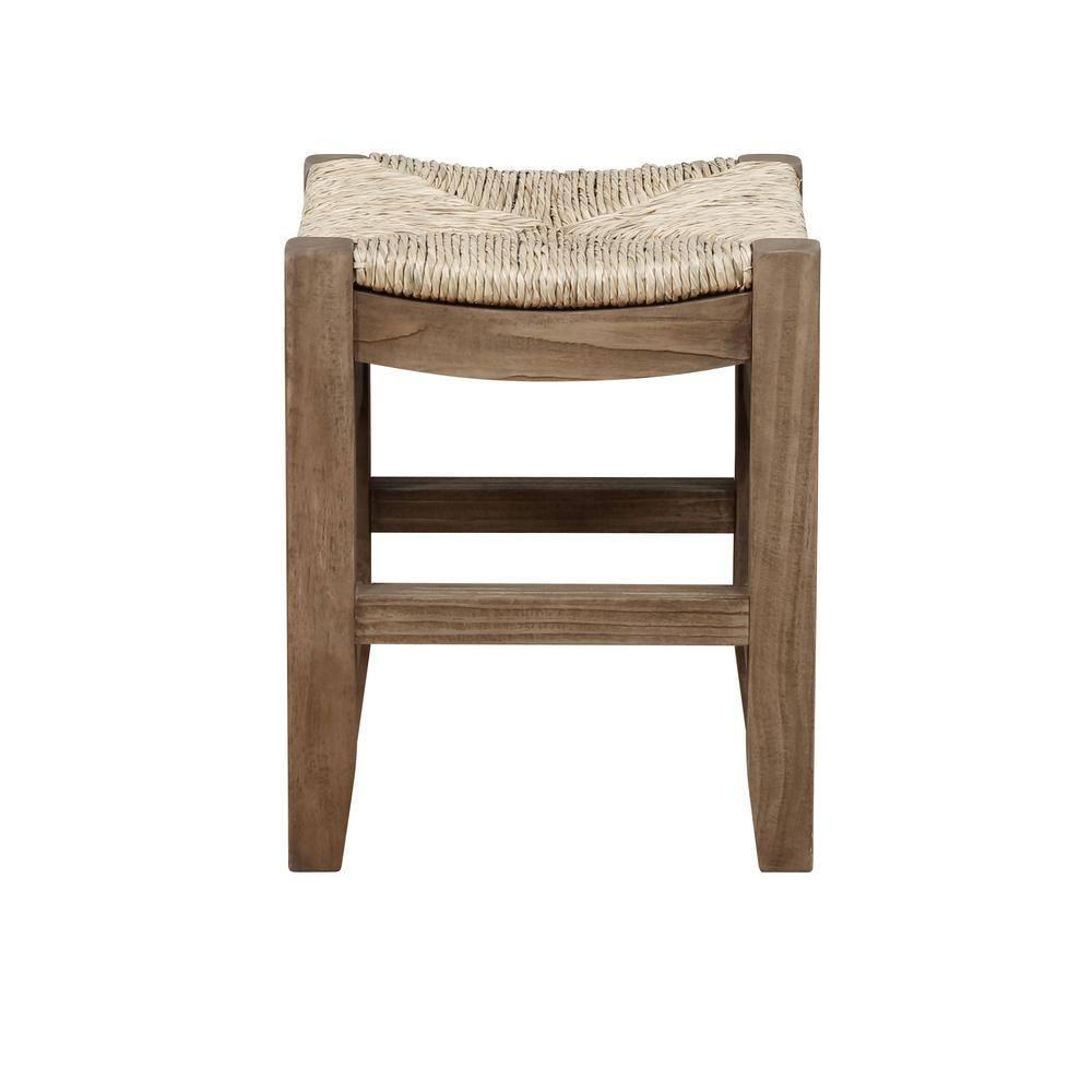Alaterre Furniture Newport 18"H Wood Stool with Rush Seat
