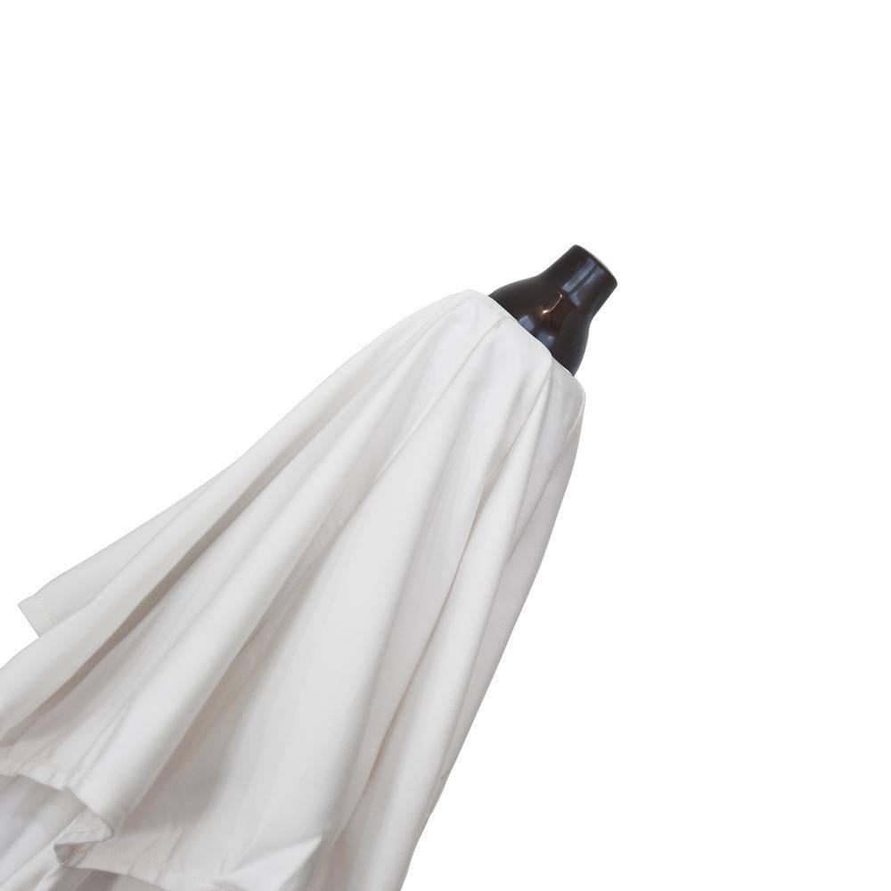 California Umbrella 9' Rd Sunbrella Aluminum Patio Umbrella, Crank Lift, Auto Tilt, Bronze Pole, Antique Beige