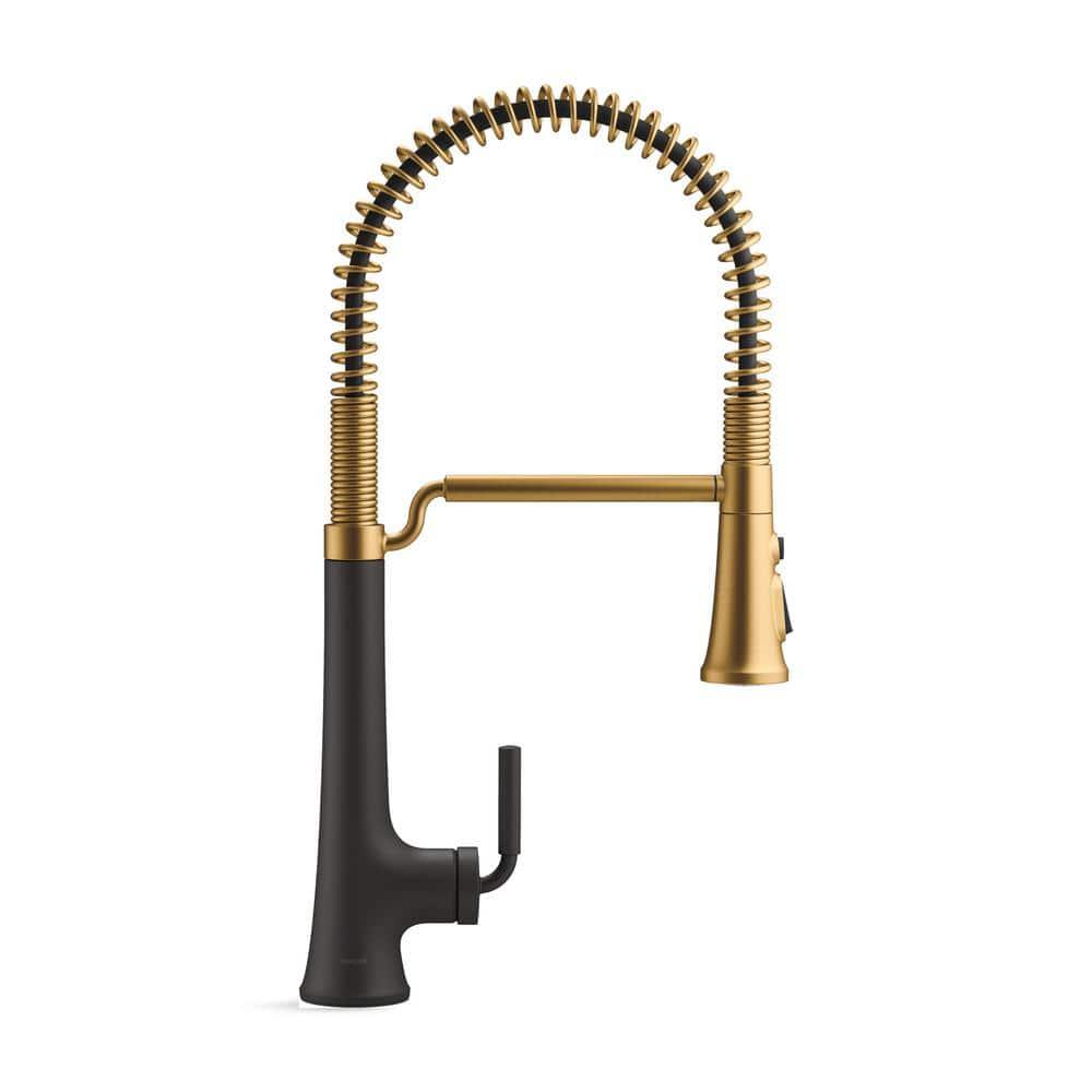 Kohler Tone Single Handle Semi-Professional Pre-Rinse Kitchen Sink Faucet with Three-Function Pull Down Sprayer