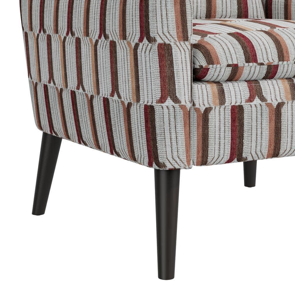 Handy Living Allyson Mid-Century Modern Small Space Armchair Striped Tan/Cream/Red