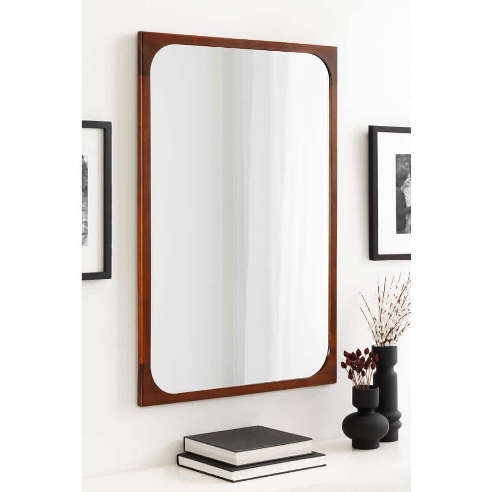 Kate & Laurel All Things Decor 24"x36" Kenai Framed Wall Mirror Walnut Brown: Modern Rectangular Design, No Assembly Required