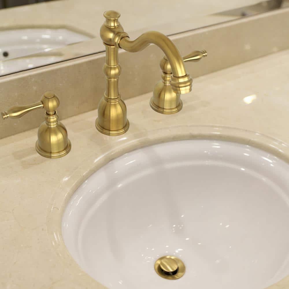 Akicon Widespread Two-handle Copper Bathroom Faucet Brushed Gold Gold Finish