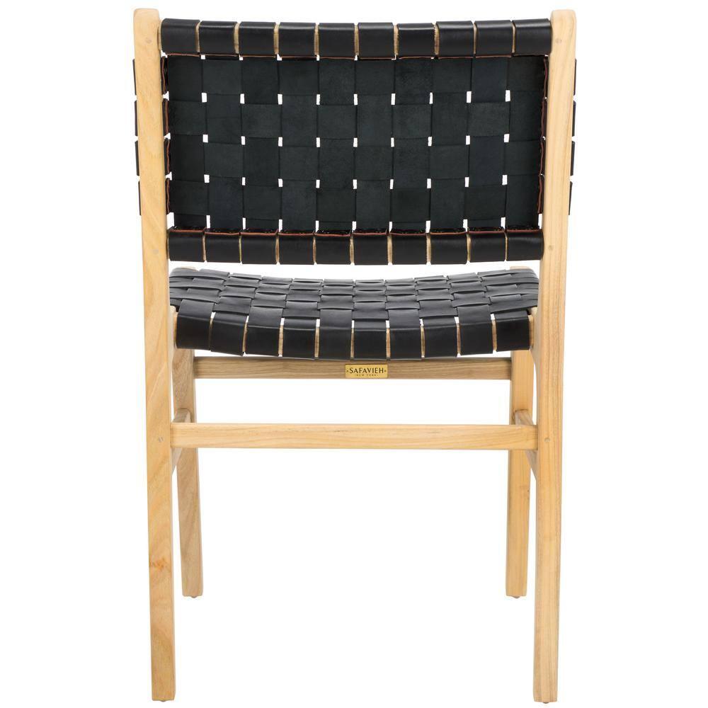 Taika Woven Leather Dining Chair (Set Of 2)  - Black/Light Natural - Safavieh