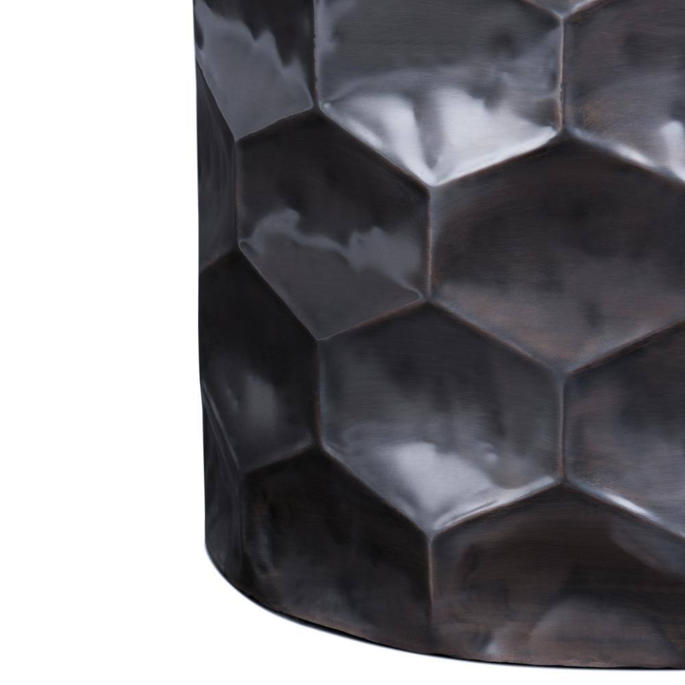 Simpli Home Whitney 17"W Metal Industrial End Table with Storage and Honeycomb Design, Assembled