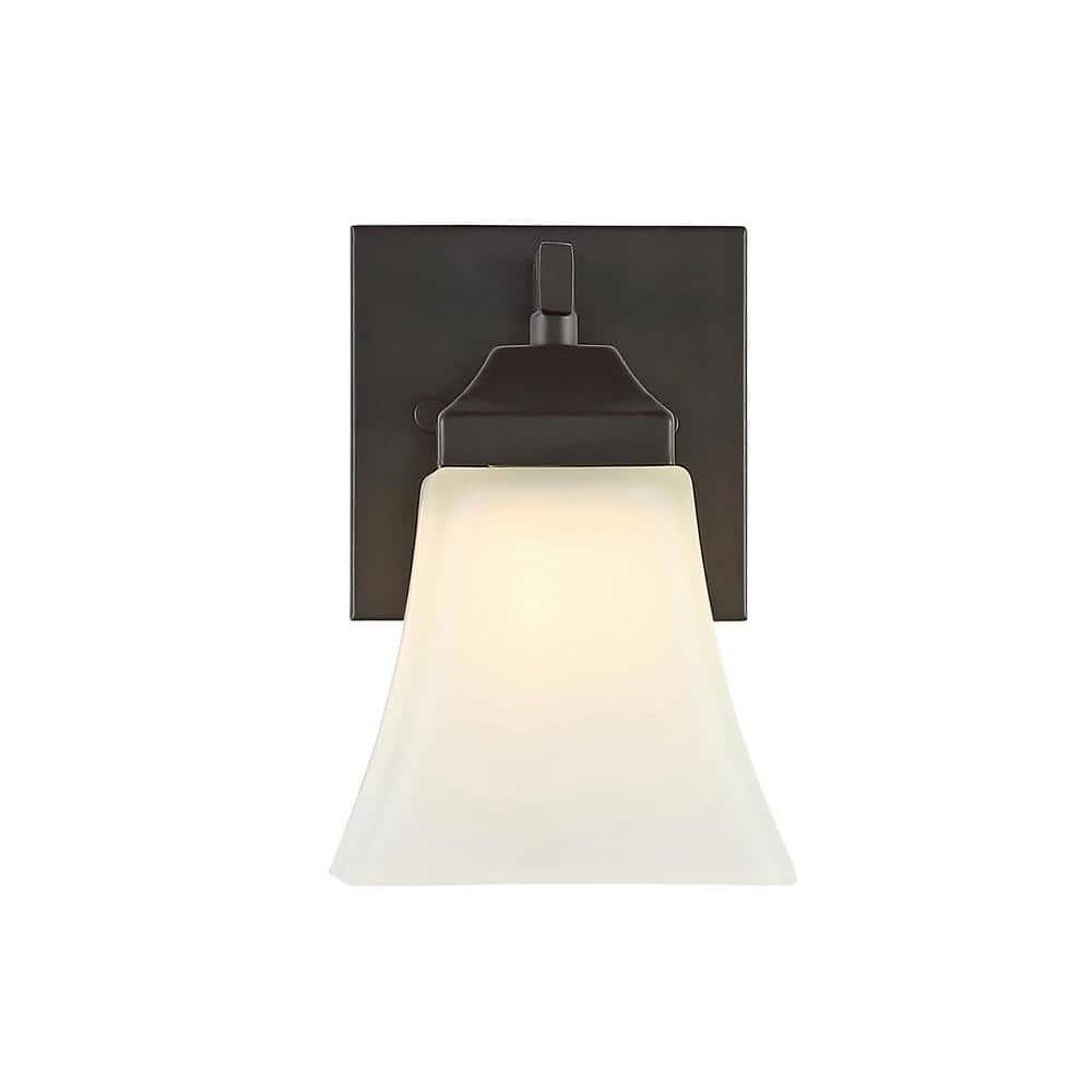 JONATHAN Y Staunton 5" 1-Light Iron/Glass Modern Cottage LED Vanity Light, Oil Rubbed Bronze