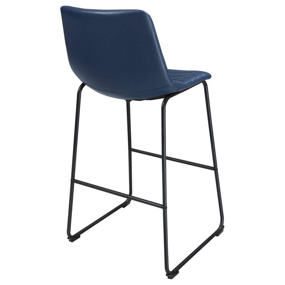 Coaster Zuni Rustic Faux Leather Upholstered Counter Chair in Blue