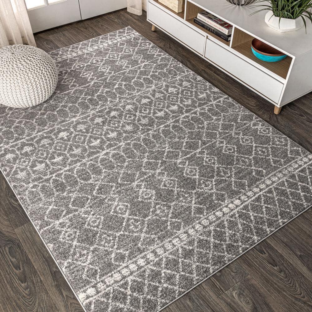 8'x10' Izil Moroccan Beni Souk Area Rug, Gray/Cream - JONATHAN Y