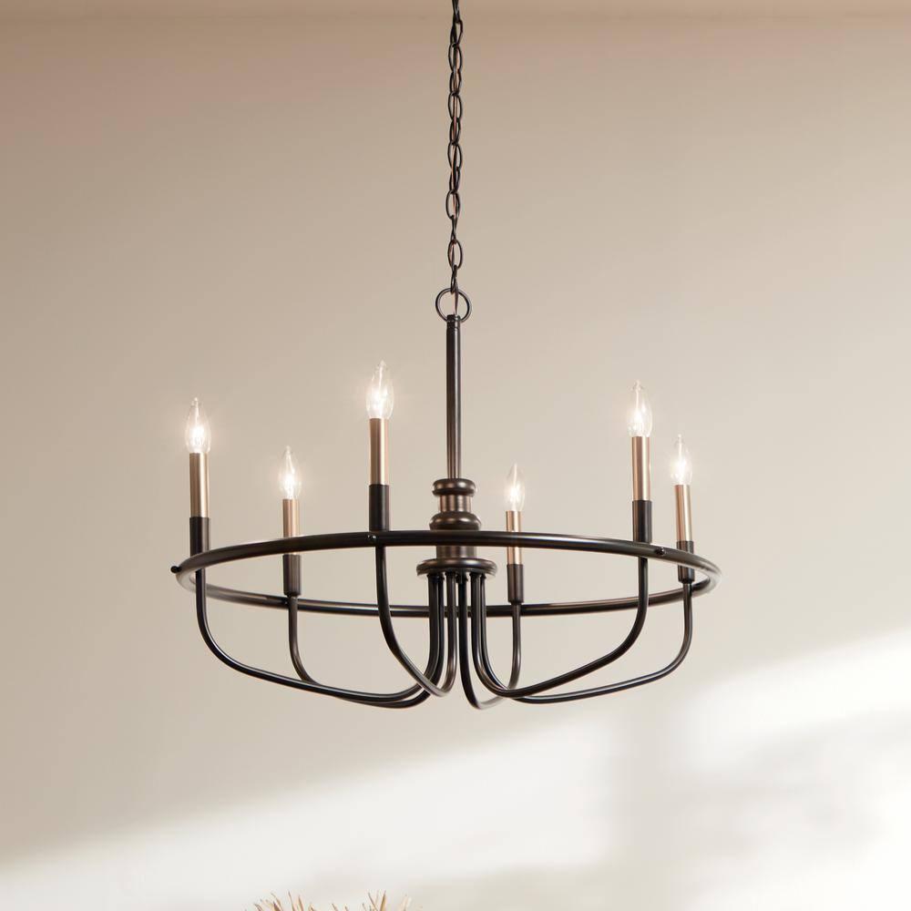 Capitol Hill Modern Black 6-Light Chandelier with Candle Sleeves